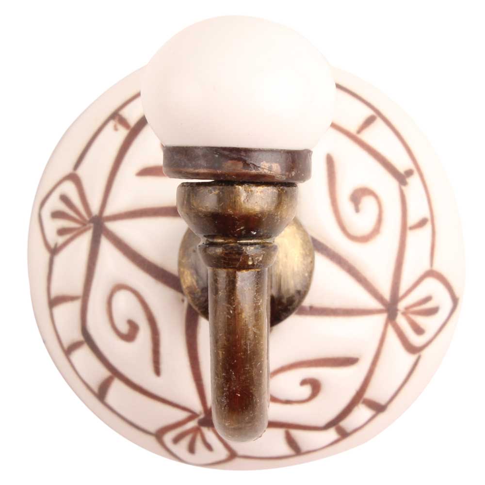 Brown Etched Ceramic Wall Hook